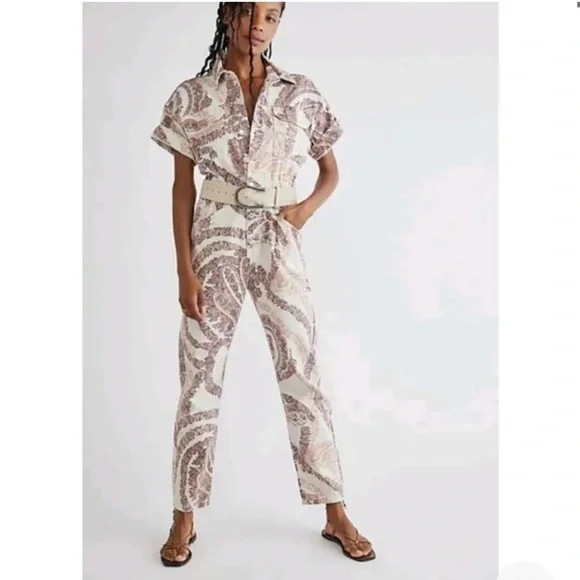 ❤️Free People Marci Printed Coverall Jumpsuit